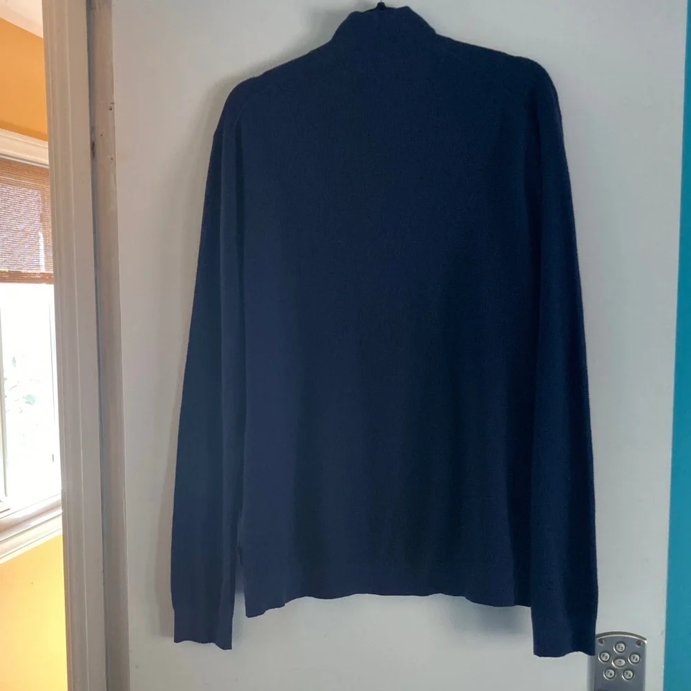 Ted Baker Mens Size 5 / XL Morric Navy Blue Cotton Waffle Pullover Top 1/4 Zip